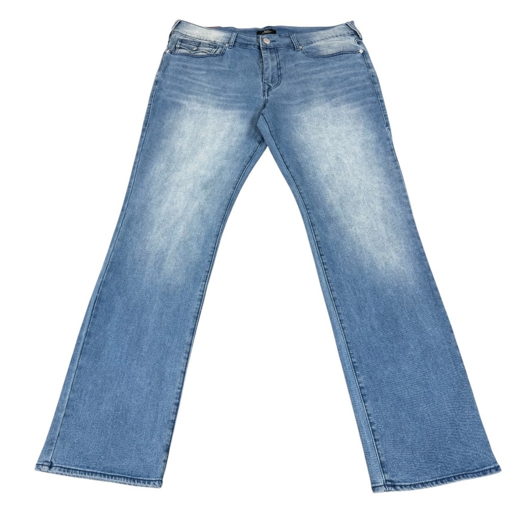 True Religion Ricky Mens Jeans 36 Relaxed Straight Light Wash Flap Pocket Denim